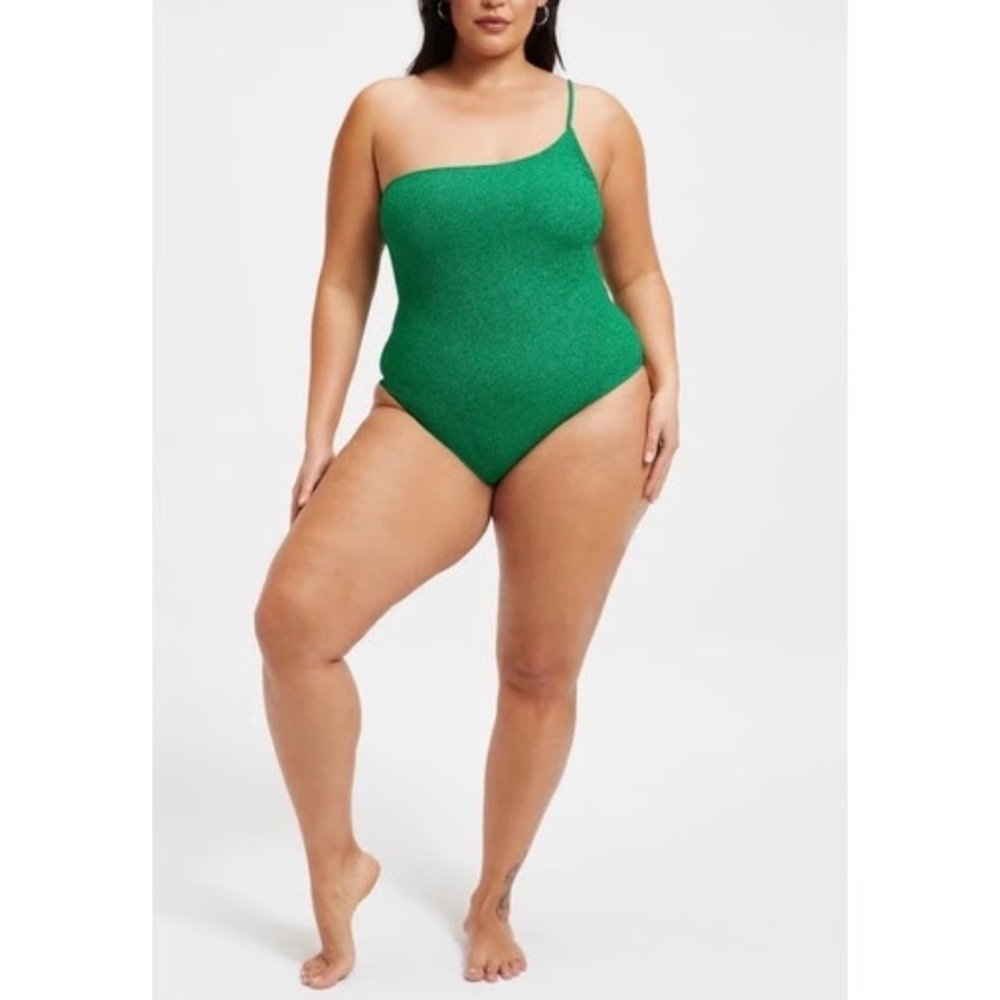 NWT Sparkly Emerald Greeb Swimsuit Good American size 5 (XL)
